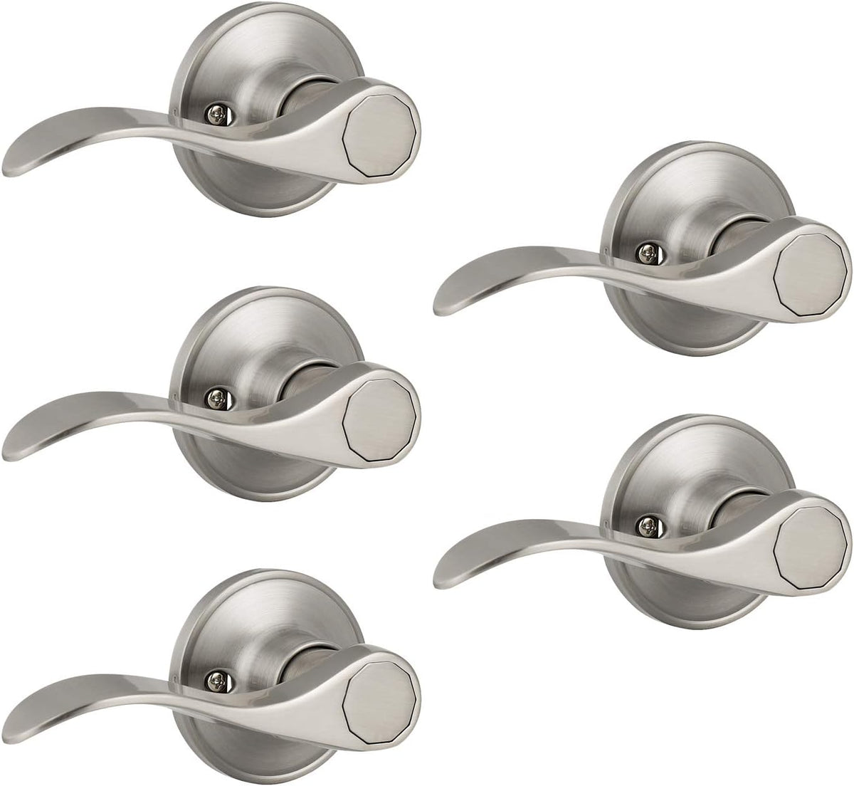 6 Pack Non-Locking Satin Nickel Door Lever Set U615877