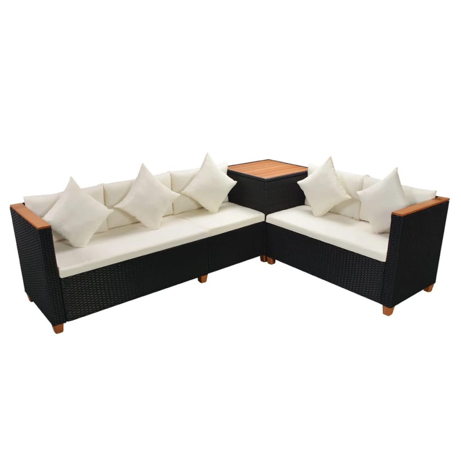 7 Piece White Cushioned Poly Rattan Outdoor Furniture Set I29689