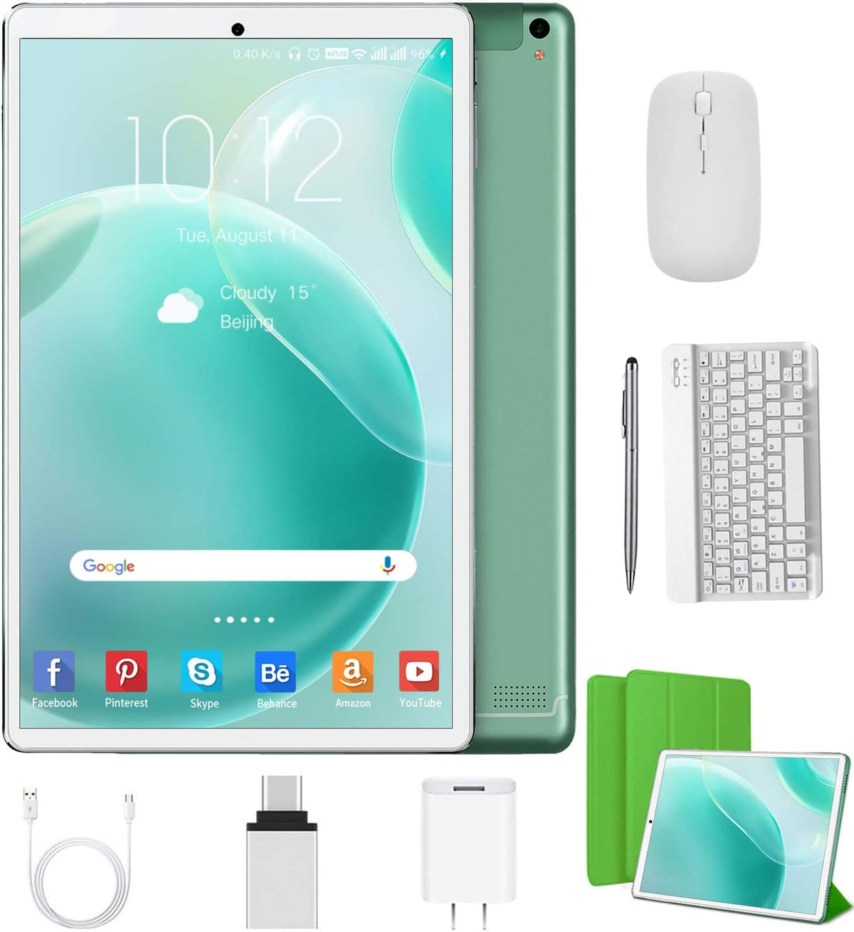 10.1 inch Android Tablet with Keyboard Mouse 4GB RAM 64GB ROM Red N23441