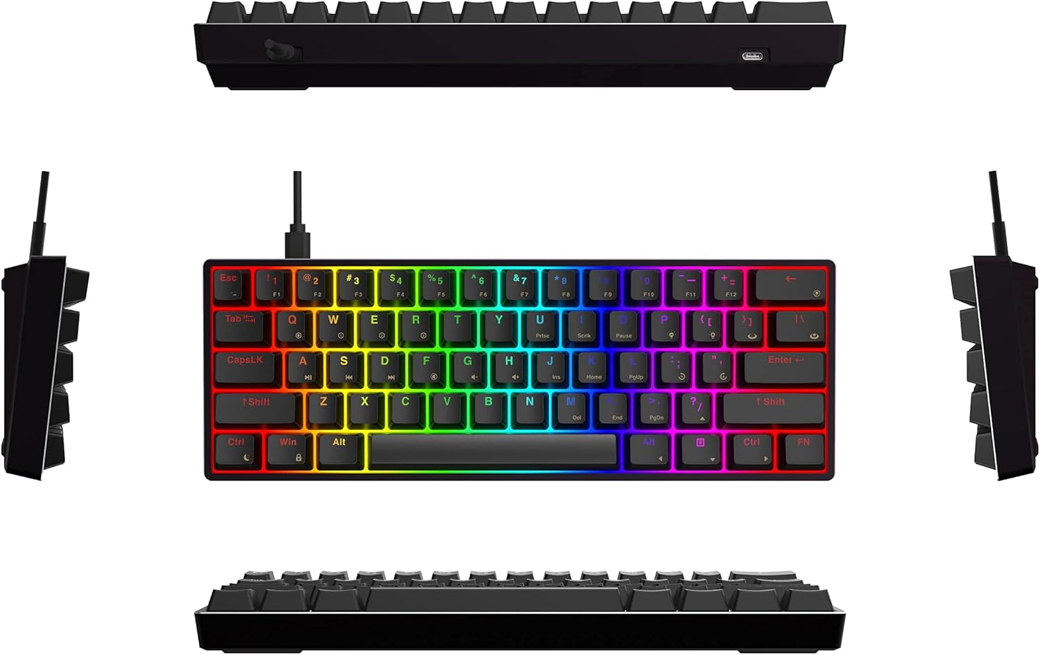 GK61 Mechanical Gaming Keyboard 61 Keys Aluminum Case PBT Keycap Hot Swappable RGB Backlight G87718