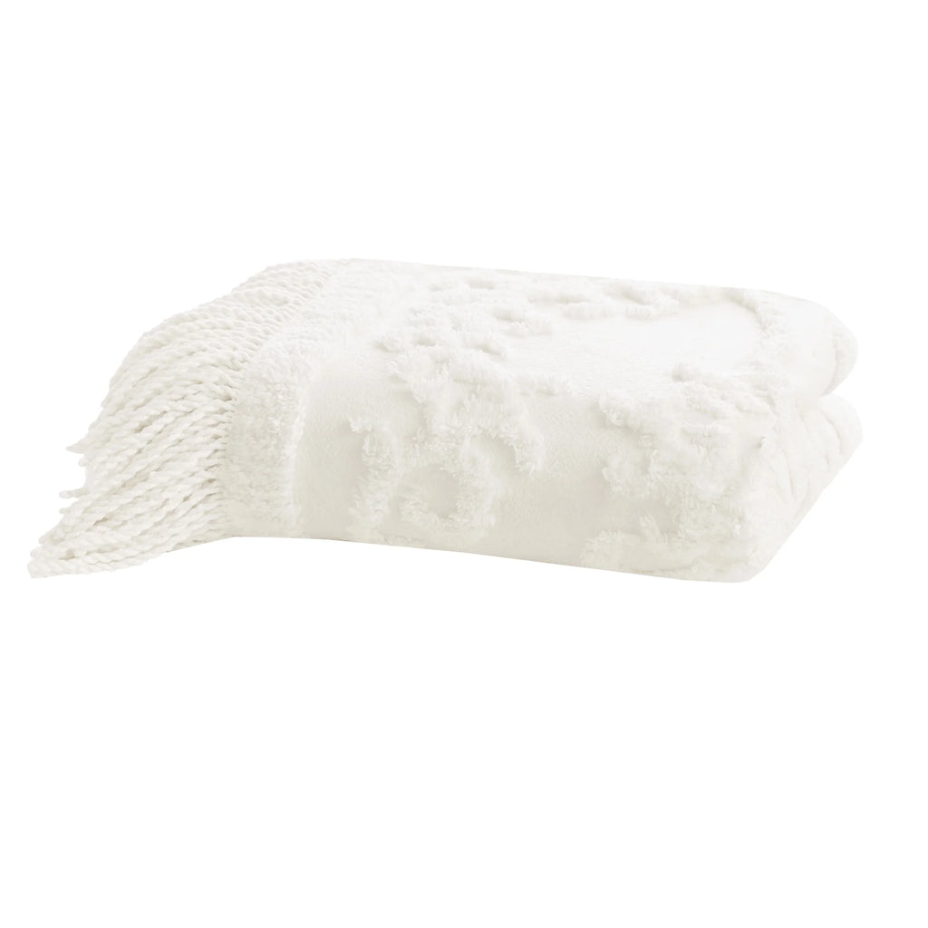 Off-White Chenille Tufted Throw, 50" x 60" G1846