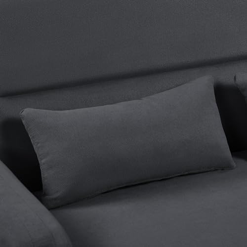 Dark Gray Fabric 2 Seater Sofa with Solid Wood Legs X61416