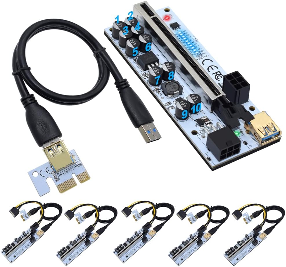 USB 3.0 PCI-E Riser Adapter Card 6 Pack Q262