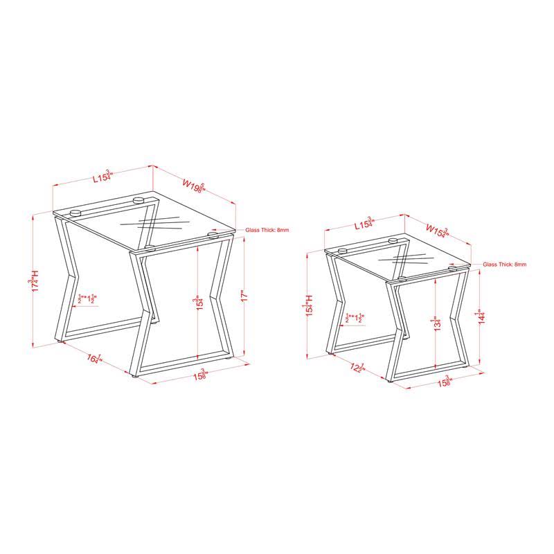 2-Piece Glass Top Nesting Table in Gold L42868