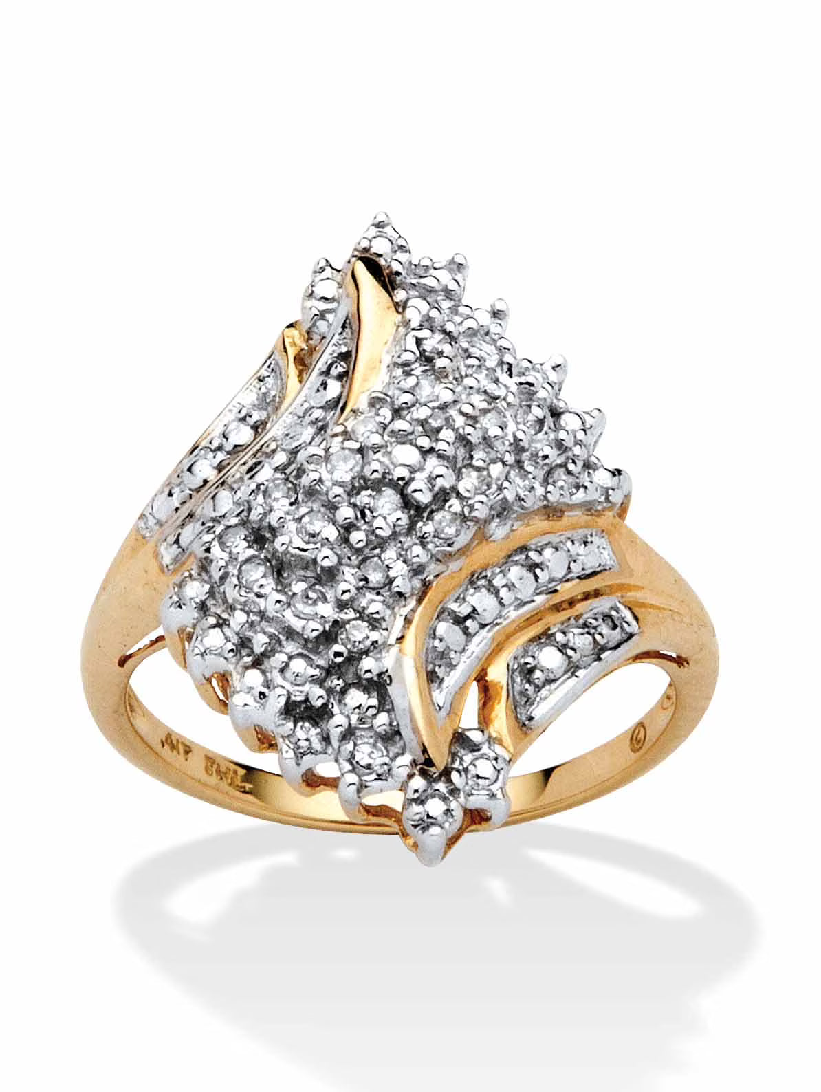 1/10 TCW Round Diamond Swirled Ring in Solid 10k Gold B493