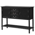 Black Console Table with 3 Drawers, Two Cabinets and 1 Shelf W5503