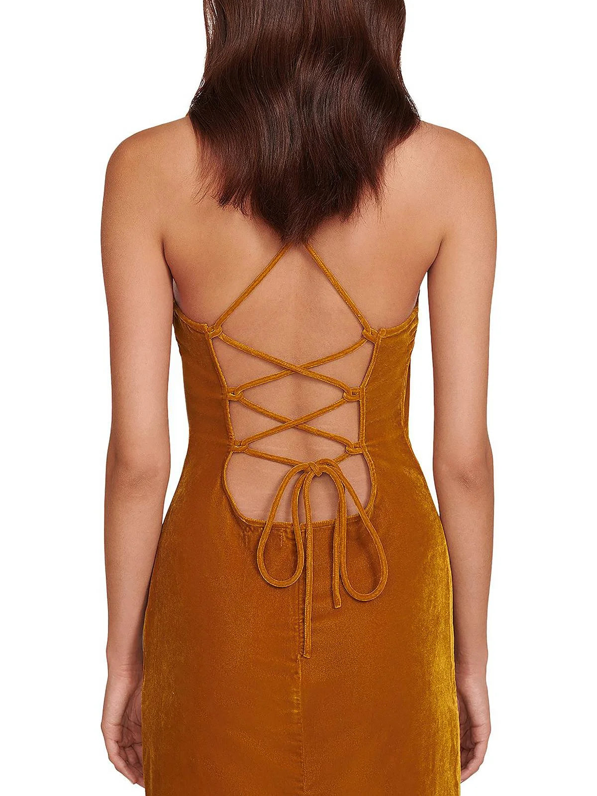 Velvet Lace-Up Sheath Dress E94239