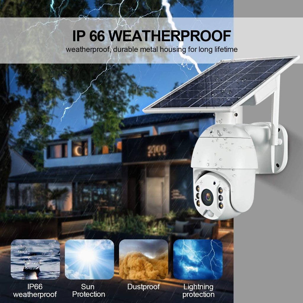 Wireless Solar Powered PTZ Security Camera with Rechargeable Battery N332