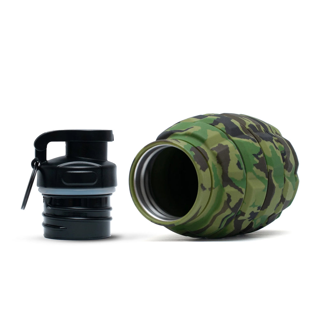 Green Camo Collapsible Spill Resistant Silicone Spit Cup with Lid J99201