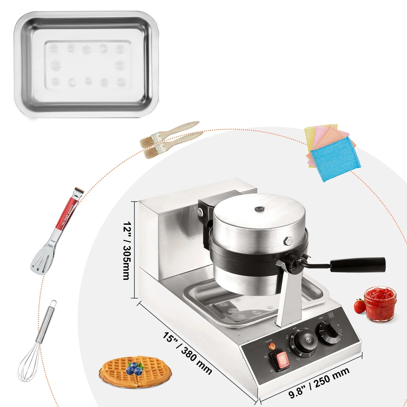 Round Waffle Maker 1300W Non-Stick Waffle Iron B59334