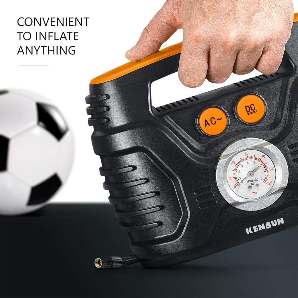 Portable Electric Air Compressor Tire Pump with Analogue Pressure Gauge, 120 PSI I127377