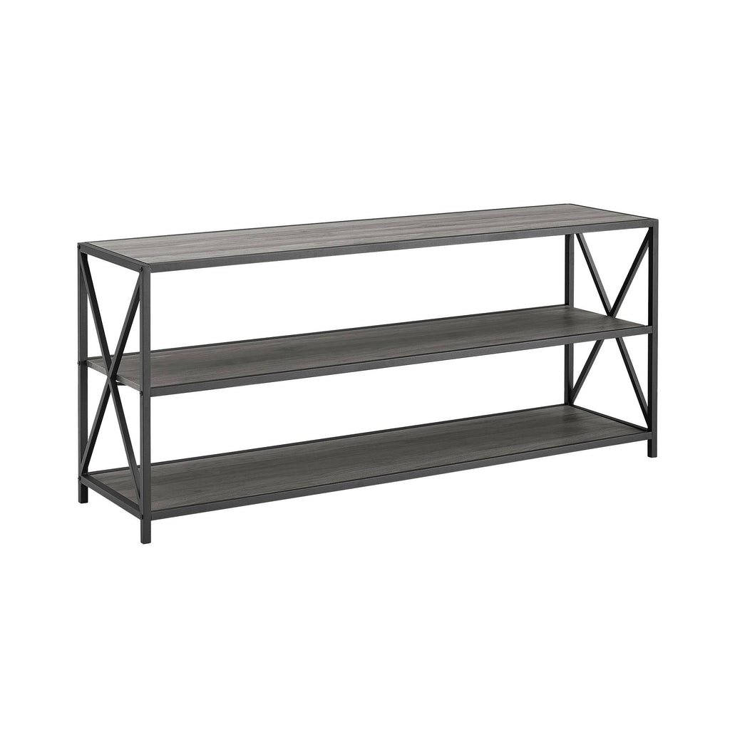 Dark Walnut / Black Metal X-Frame Bookshelf E971389
