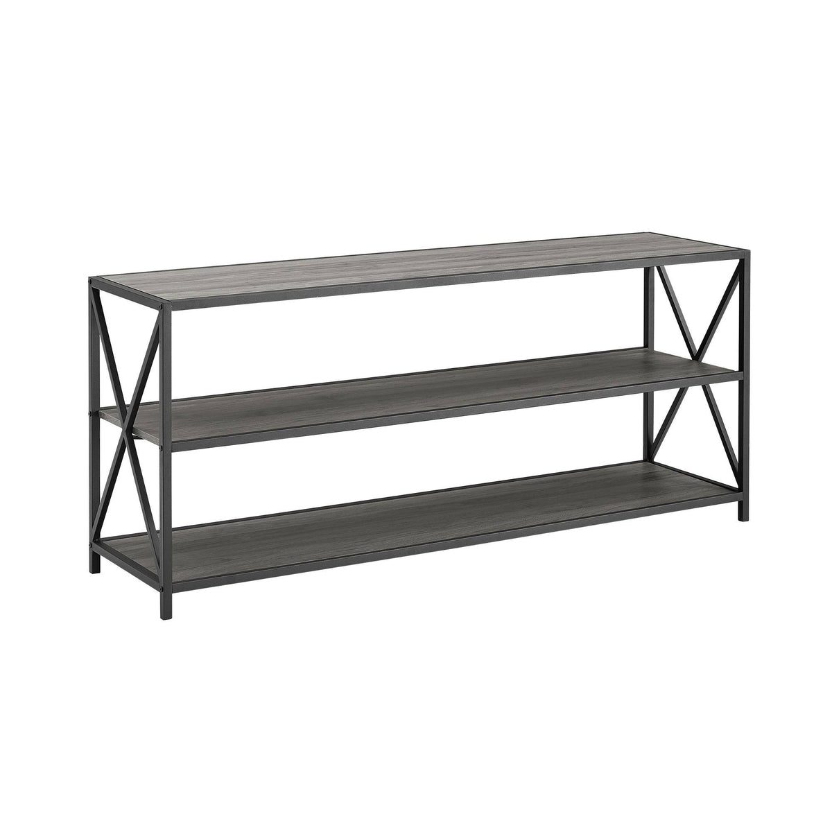 Dark Walnut / Black Metal X-Frame Bookshelf E971389