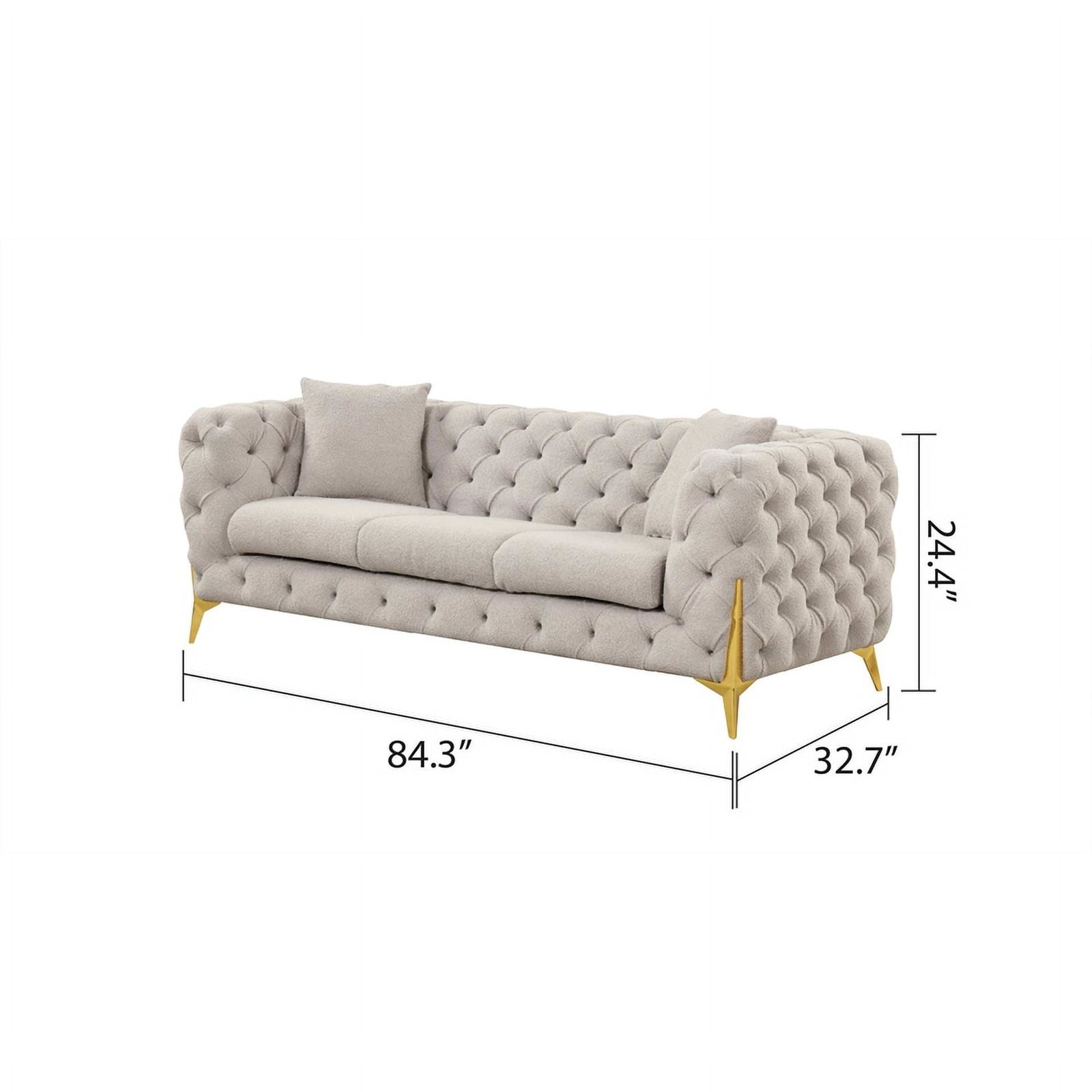 Light Gray Fabric Sofa with Gold Accent Legs X493669