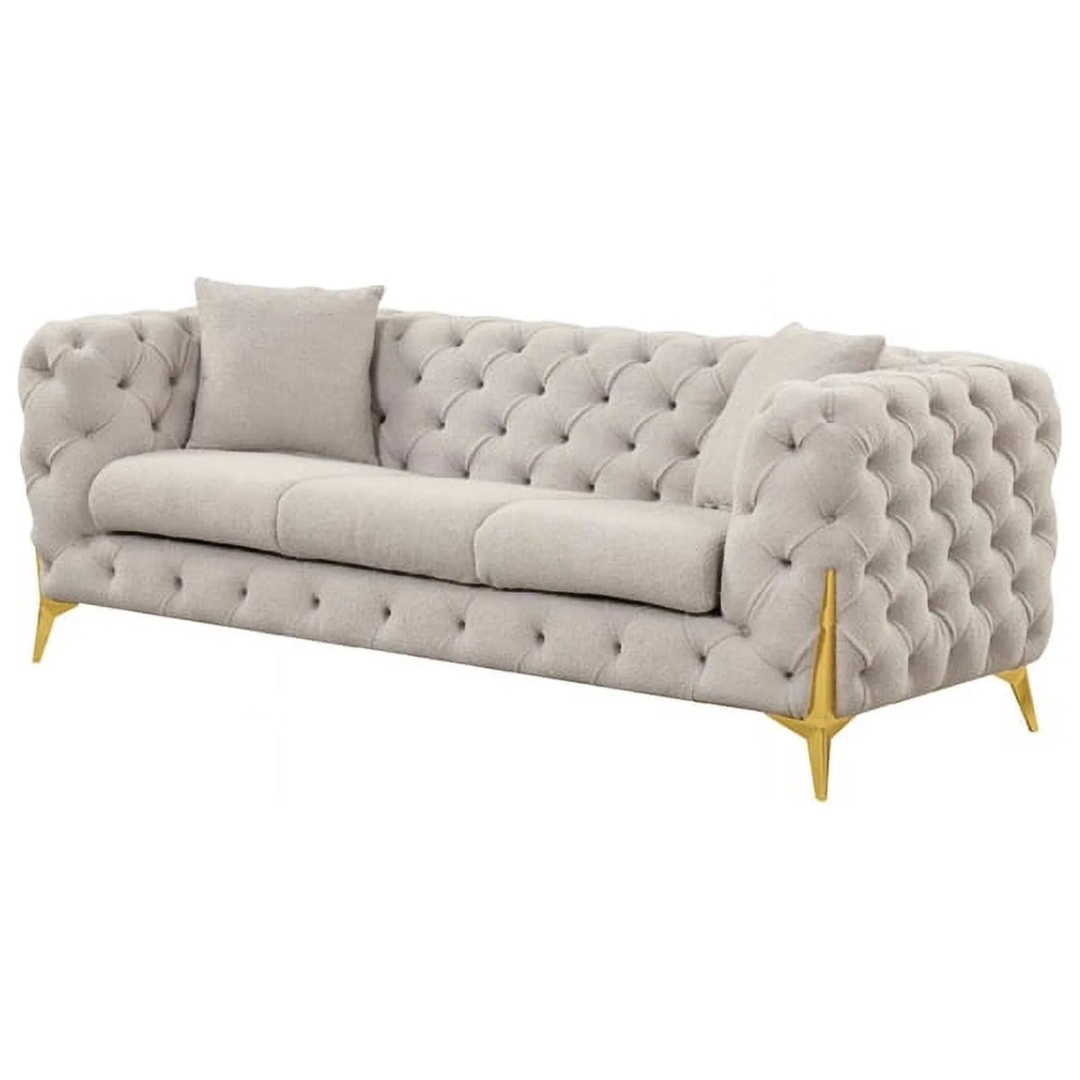 Light Gray Fabric Sofa with Gold Accent Legs X493669