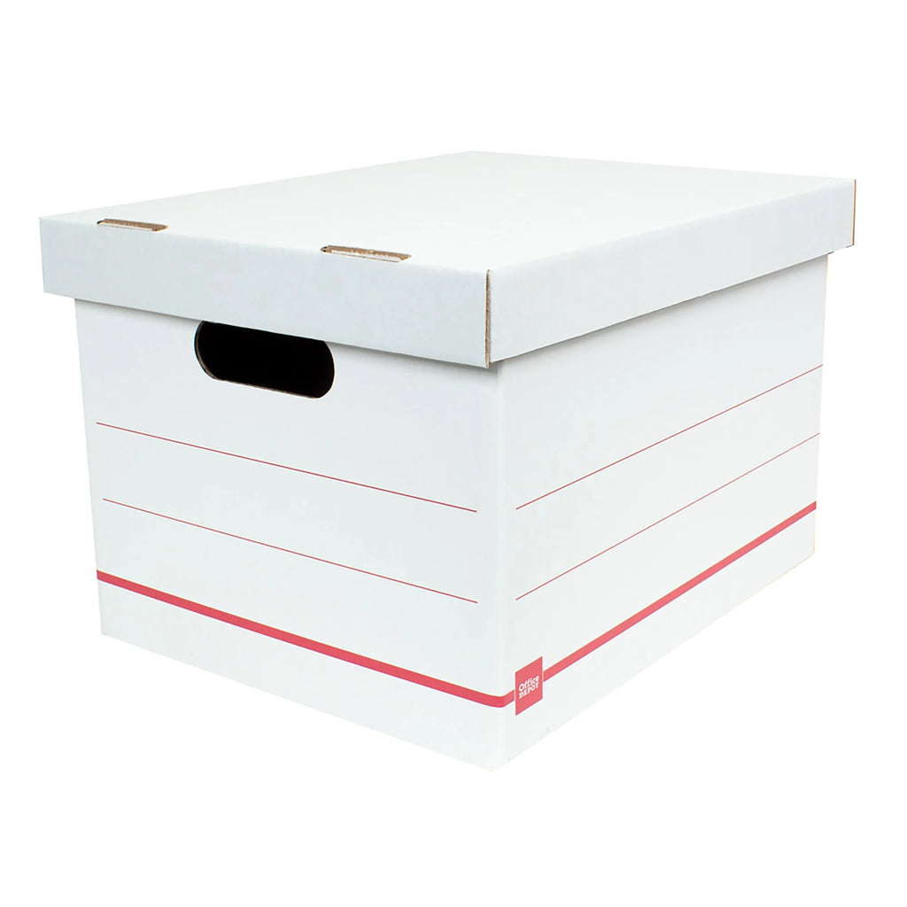 Corrugated Storage Boxes, Letter/Legal Size, 15" x 12" x 10", 60% Recycled, White/Red, Pack Of 10 F4859
