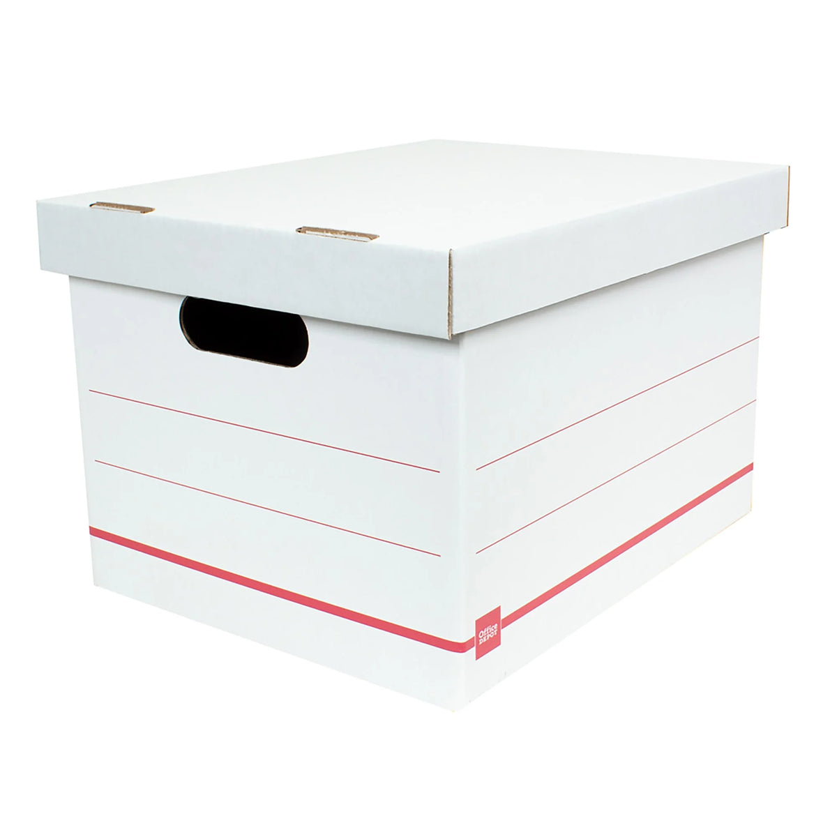 Corrugated Storage Boxes, Letter/Legal Size, 15" x 12" x 10", 60% Recycled, White/Red, Pack Of 10 F4859