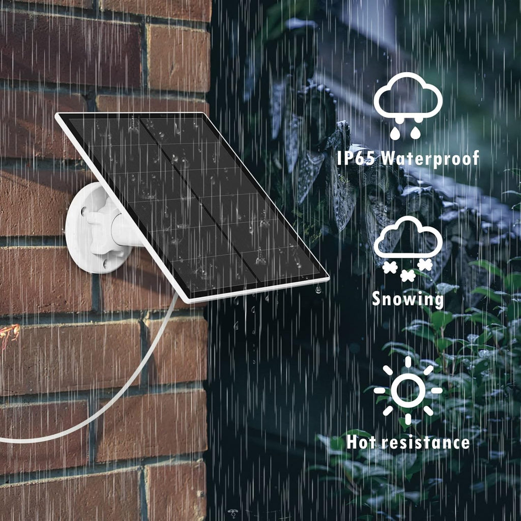Solar Panel for Rechargeable Battery Security Camera, IP65 Waterproof, Micro USB, 360° Adjustable Wall Mounting Bracket I82488