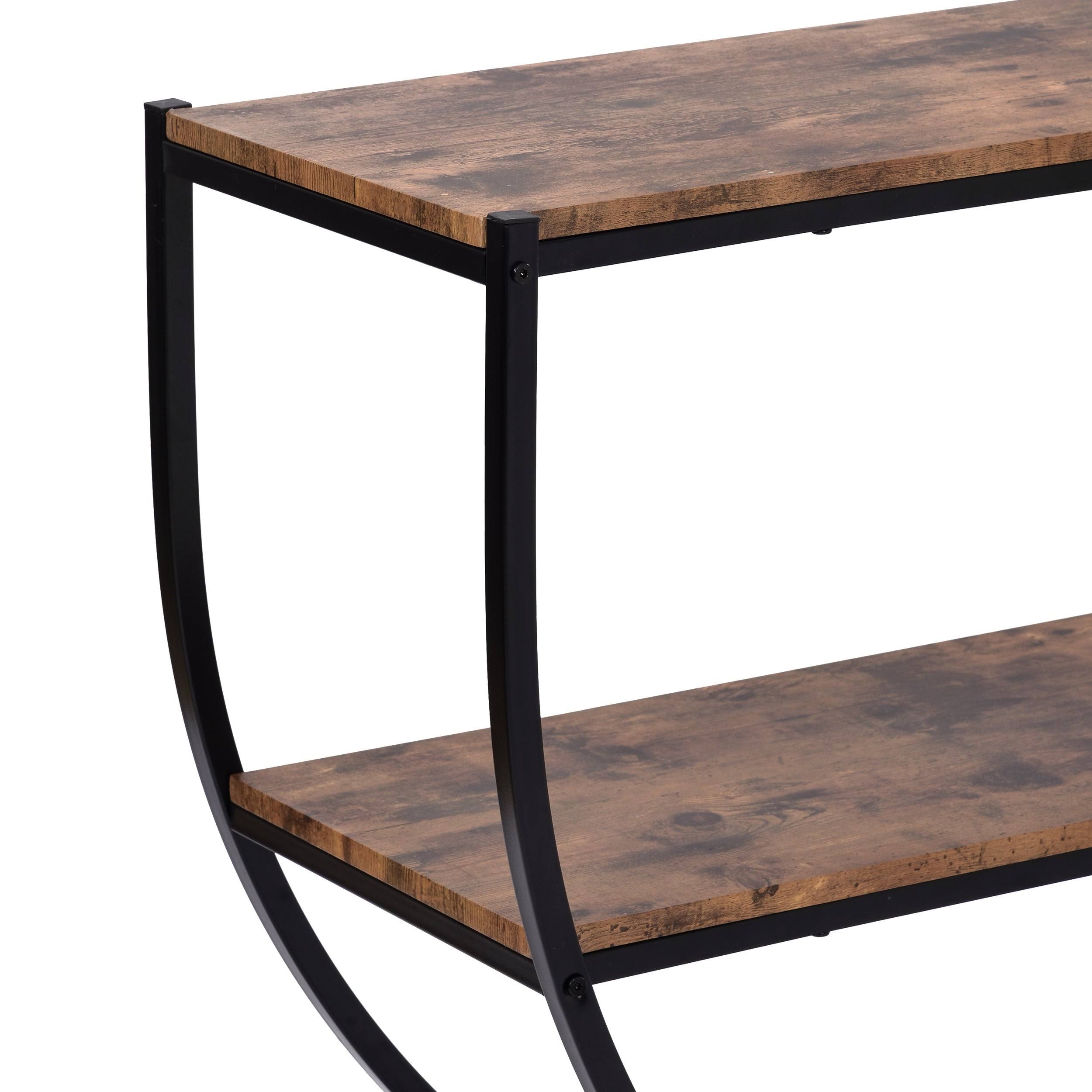 Black Distressed Wood Console Table L485