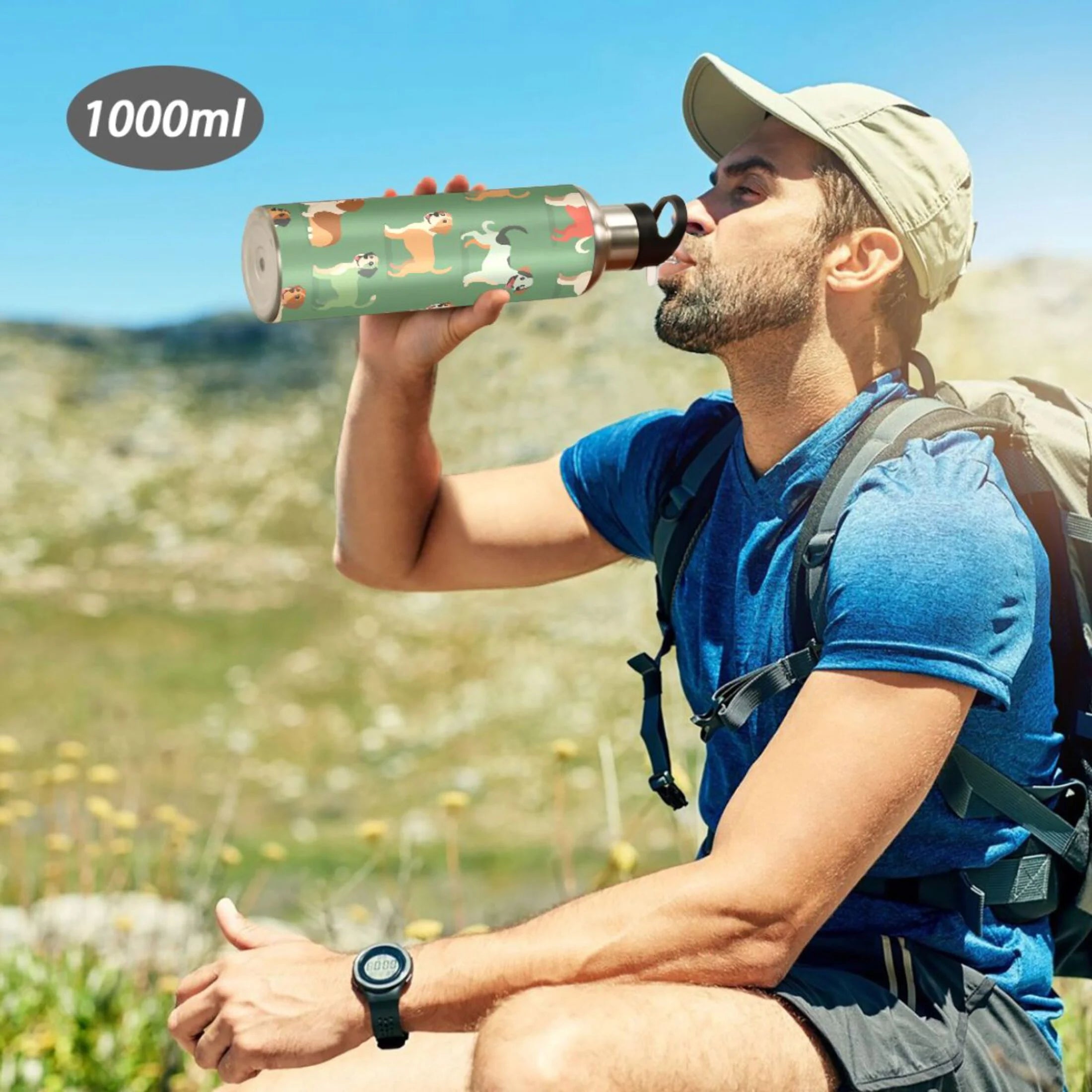 Green Insulated Stainless Steel Water Bottle with Straw Lid 20 oz R54354