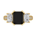 18k Yellow Gold Simulated Diamond Three-Stone Ring SZ 7 I472495