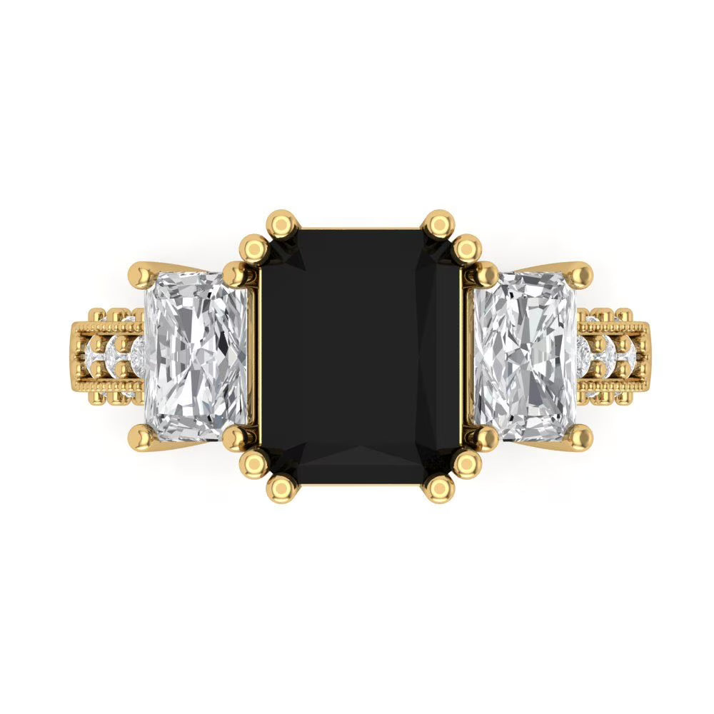 18k Yellow Gold Simulated Diamond Three-Stone Ring SZ 7 I472495