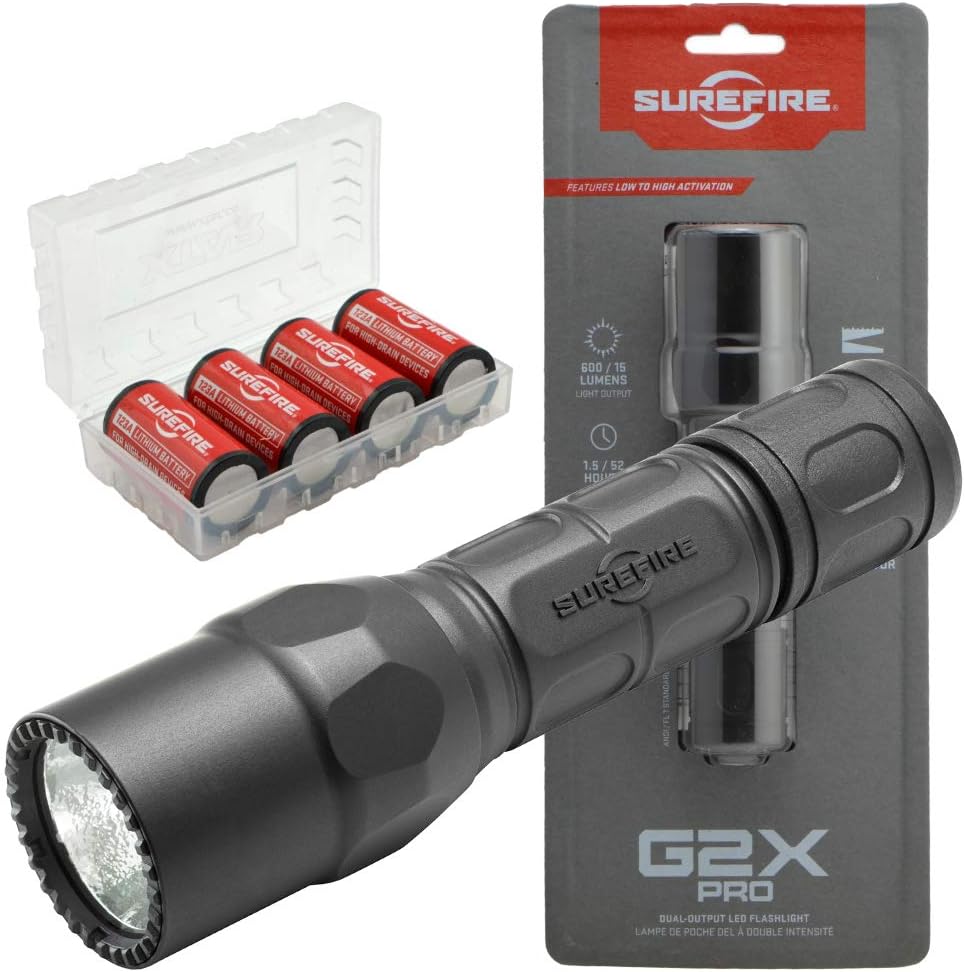 600 Lumen Tactical EDC Flashlight Bundle with 4 Extra CR123A Batteries and Battery Case (Tan) S26685