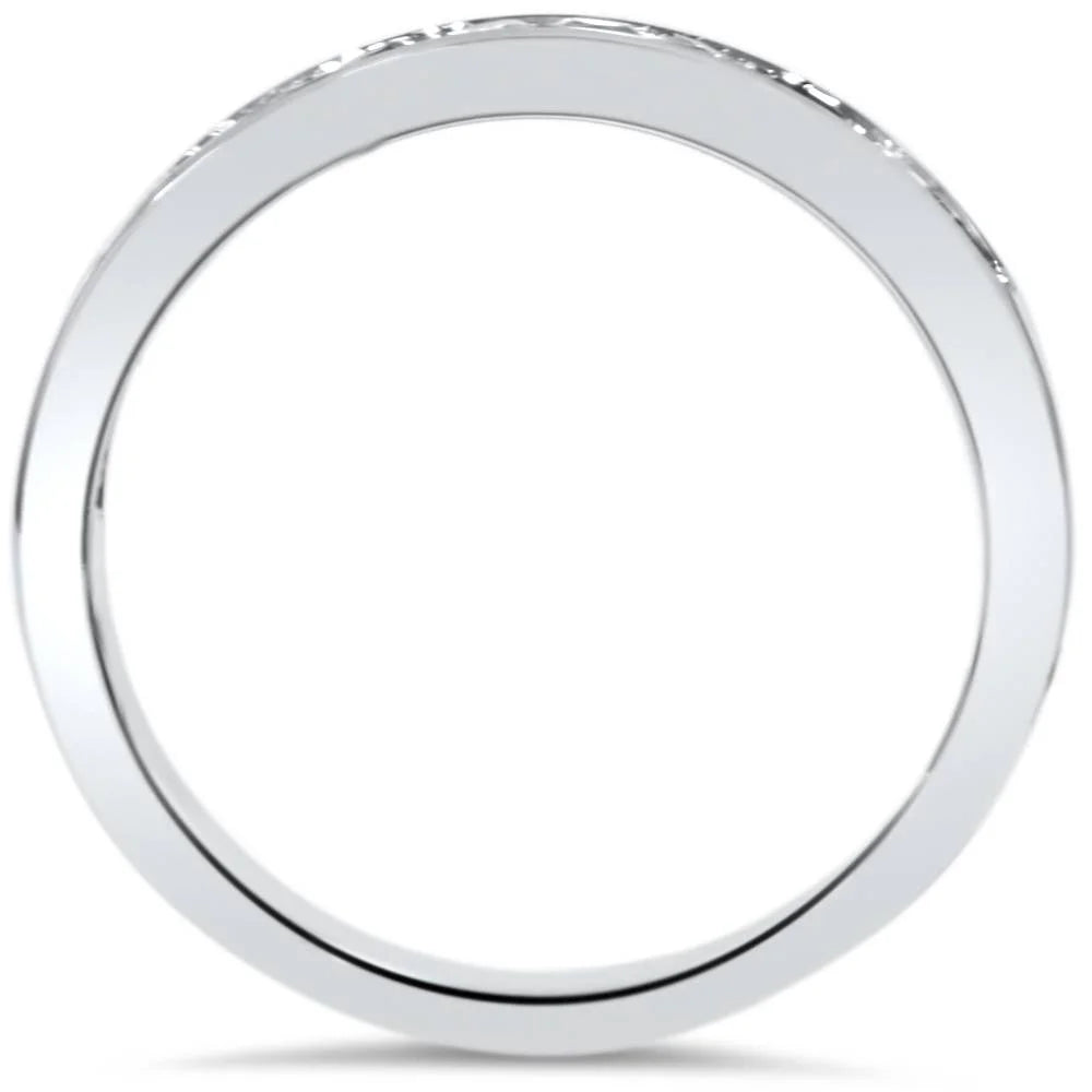 14K White Gold Sapphire Diamond Wedding Ring U837