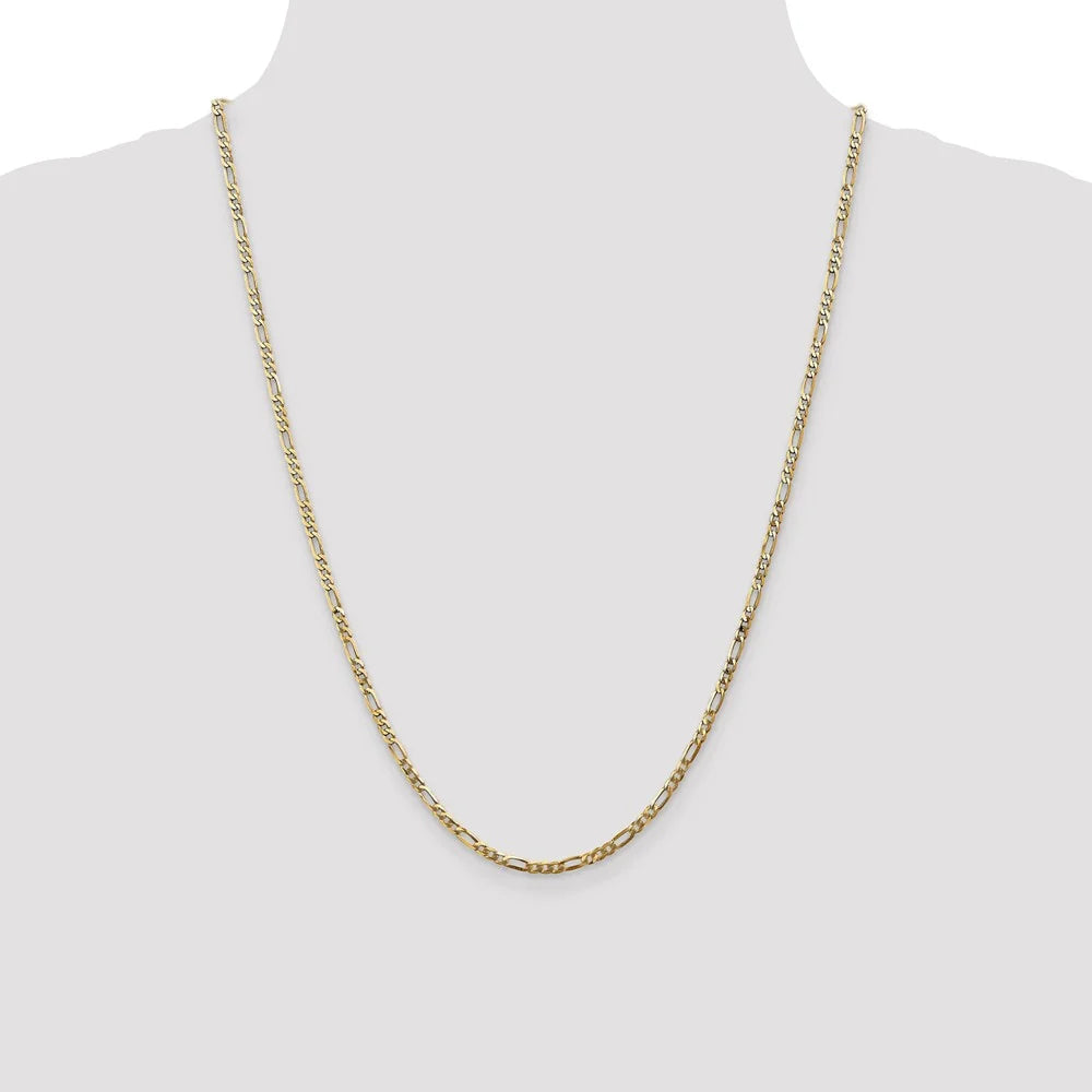 14kt Yellow Gold Flat Figaro Chain 24 inch Lobster Clasp P899849