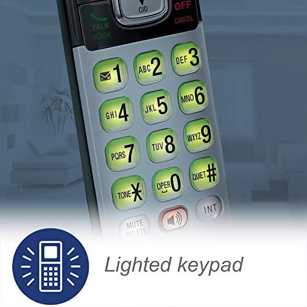 2-Handset Expandable Cordless Phone with Caller ID, Silver E404