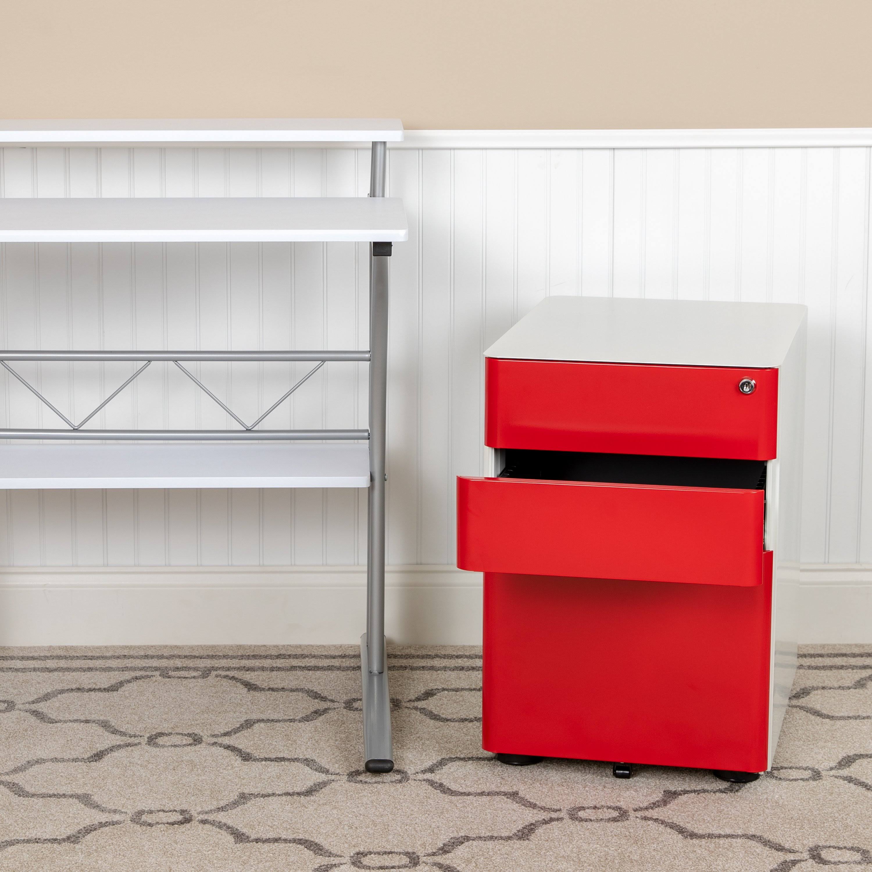 Red 3 Drawer Filing Cabinet O51621