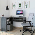 Walnut Wood Computer Desk with Drawers and Bookshelf I177