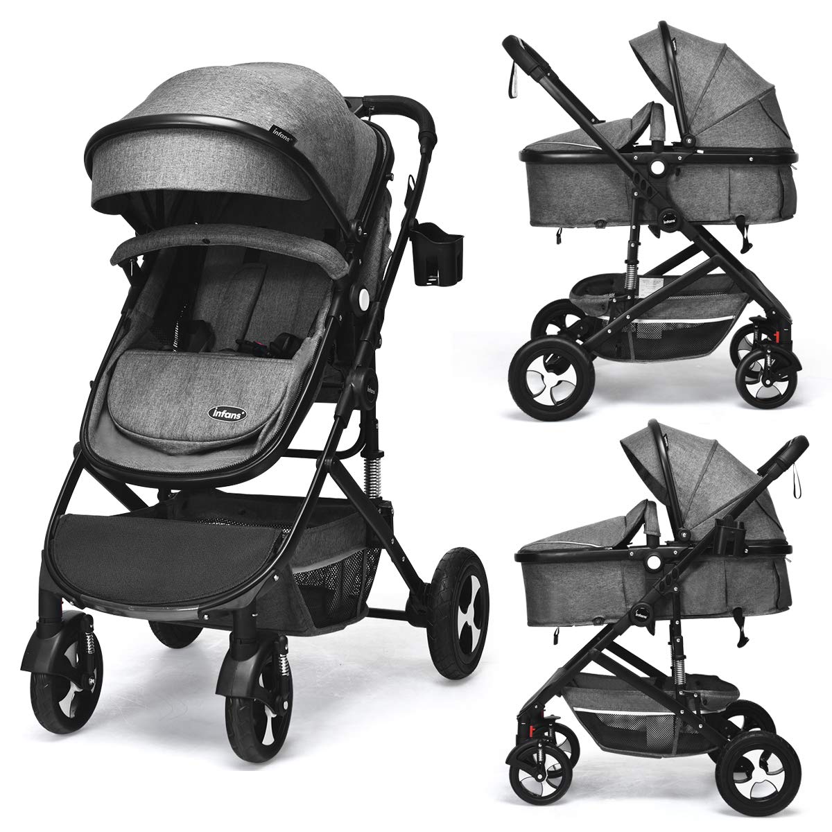 2 in 1 Convertible Baby Stroller with Bassinet L6361