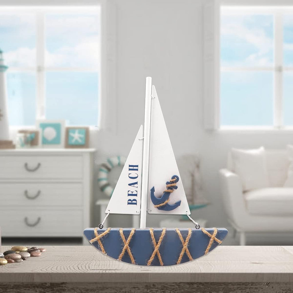 Wooden Sailboat Decoration (8.3 x 1.18 x 11 Inches) J233641