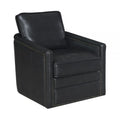 Black Faux Leather Swivel Accent Chair I61773