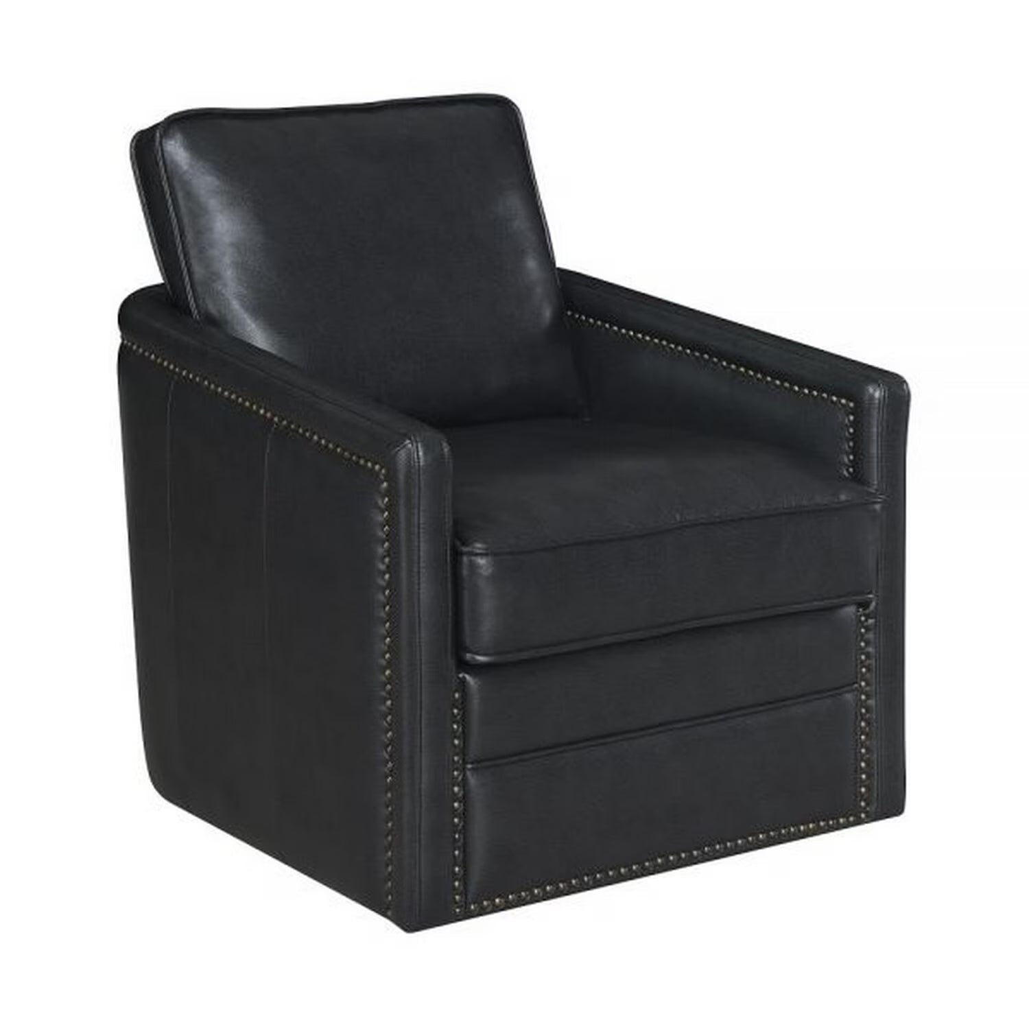 Black Faux Leather Swivel Accent Chair I61773
