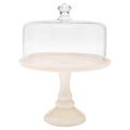 Milk White 10-inch Cake Stand with Glass Cover L50118