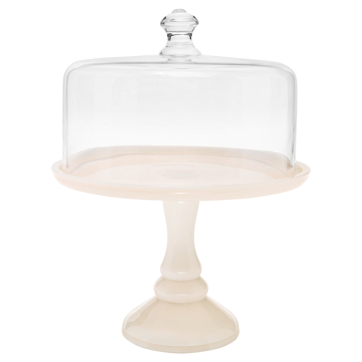 Milk White 10-inch Cake Stand with Glass Cover L50118