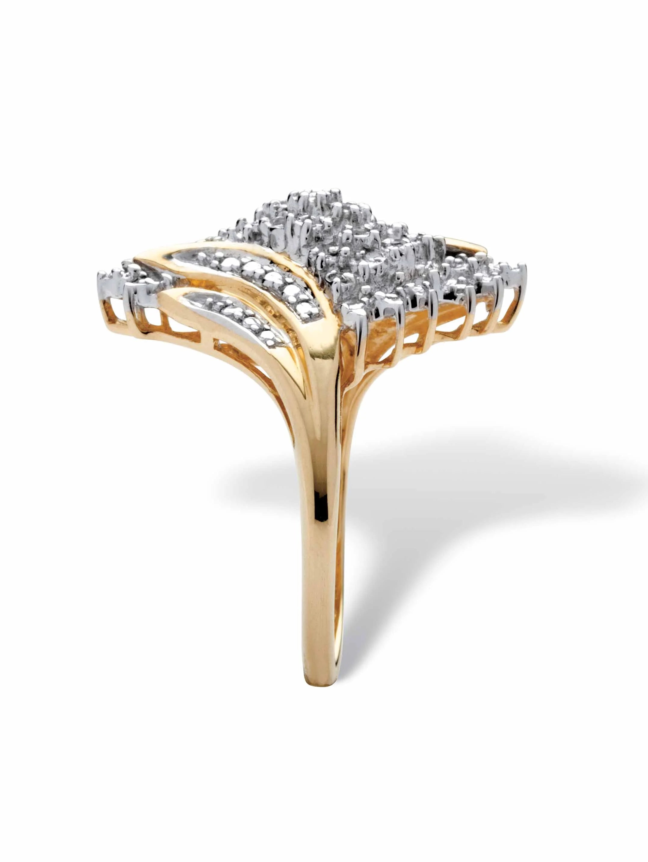 1/10 TCW Round Diamond Swirled Ring in Solid 10k Gold B493