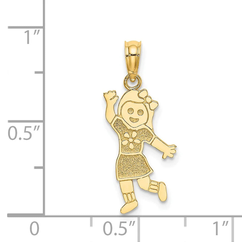 14K Solid Gold Girl Pendant Necklace B565305
