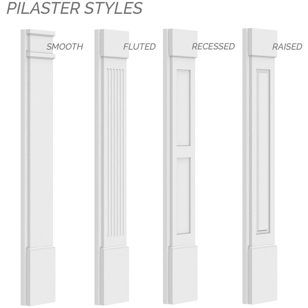 Plain PVC Pilaster with Standard Capital and Base (Pair) J12619