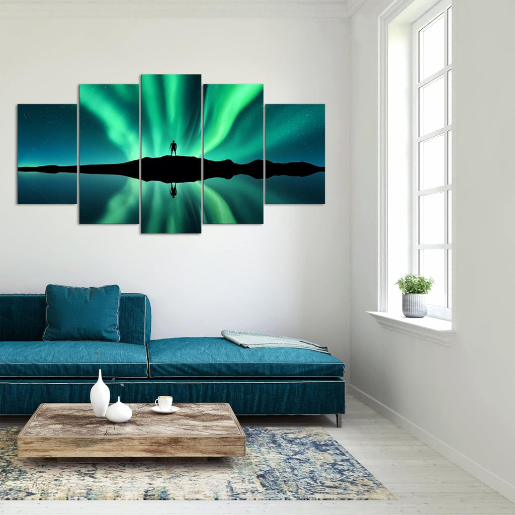 Green Aurora Borealis Canvas Wall Art Stretched and Framed G6174