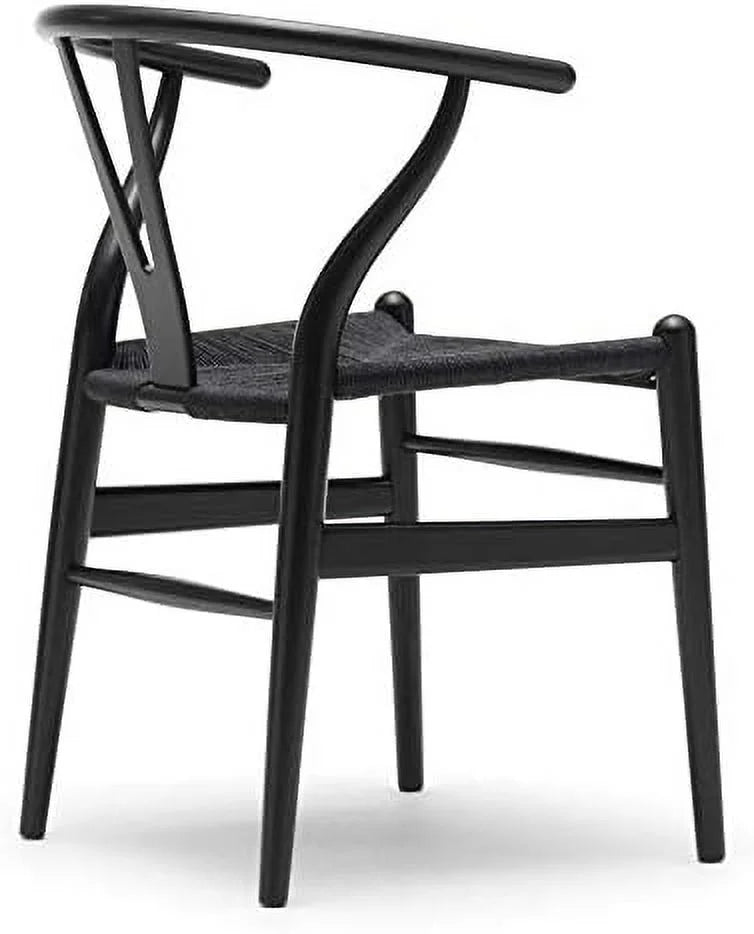 Natural Wishbone Wood Armchair with Black Seat I3303