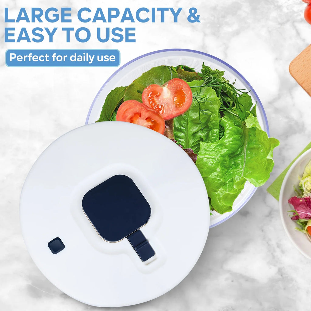White 6 Quart Manual Salad Spinner with Colander Basket B63943