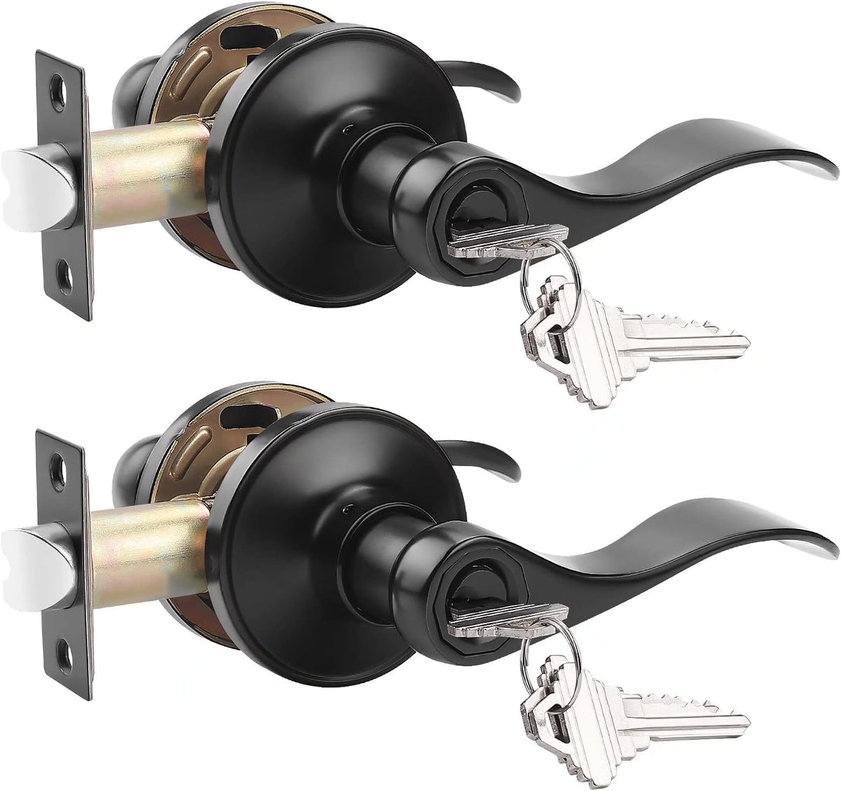 6 Pack Non-Locking Black Door Lever Set K7217