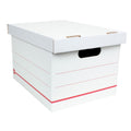 Corrugated Storage Boxes, Letter/Legal Size, 15" x 12" x 10", 60% Recycled, White/Red, Pack Of 10 F4859