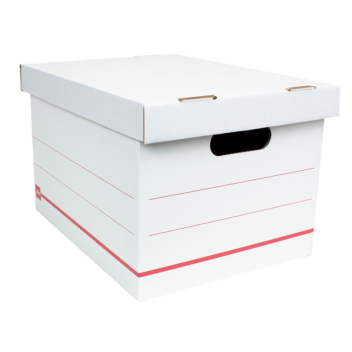Corrugated Storage Boxes, Letter/Legal Size, 15" x 12" x 10", 60% Recycled, White/Red, Pack Of 10 F4859