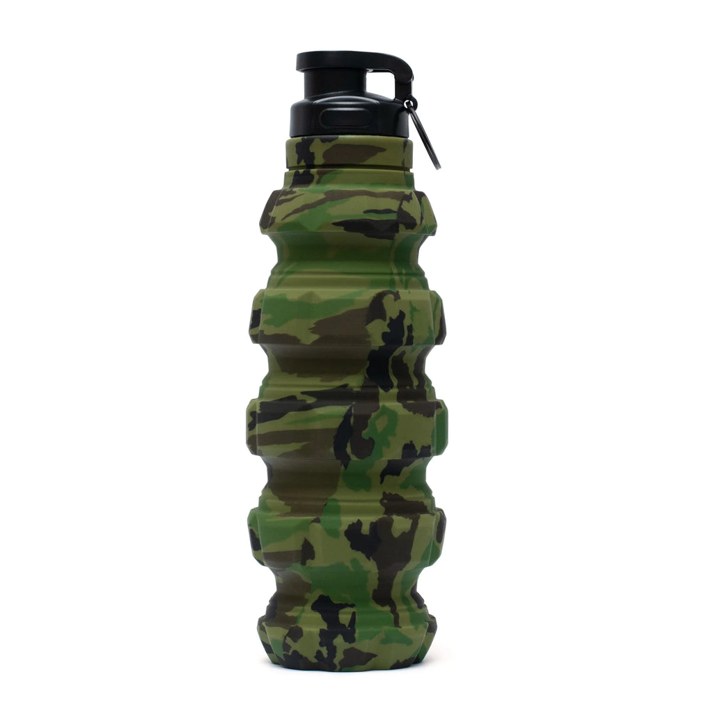 Green Camo Collapsible Spill Resistant Silicone Spit Cup with Lid J99201