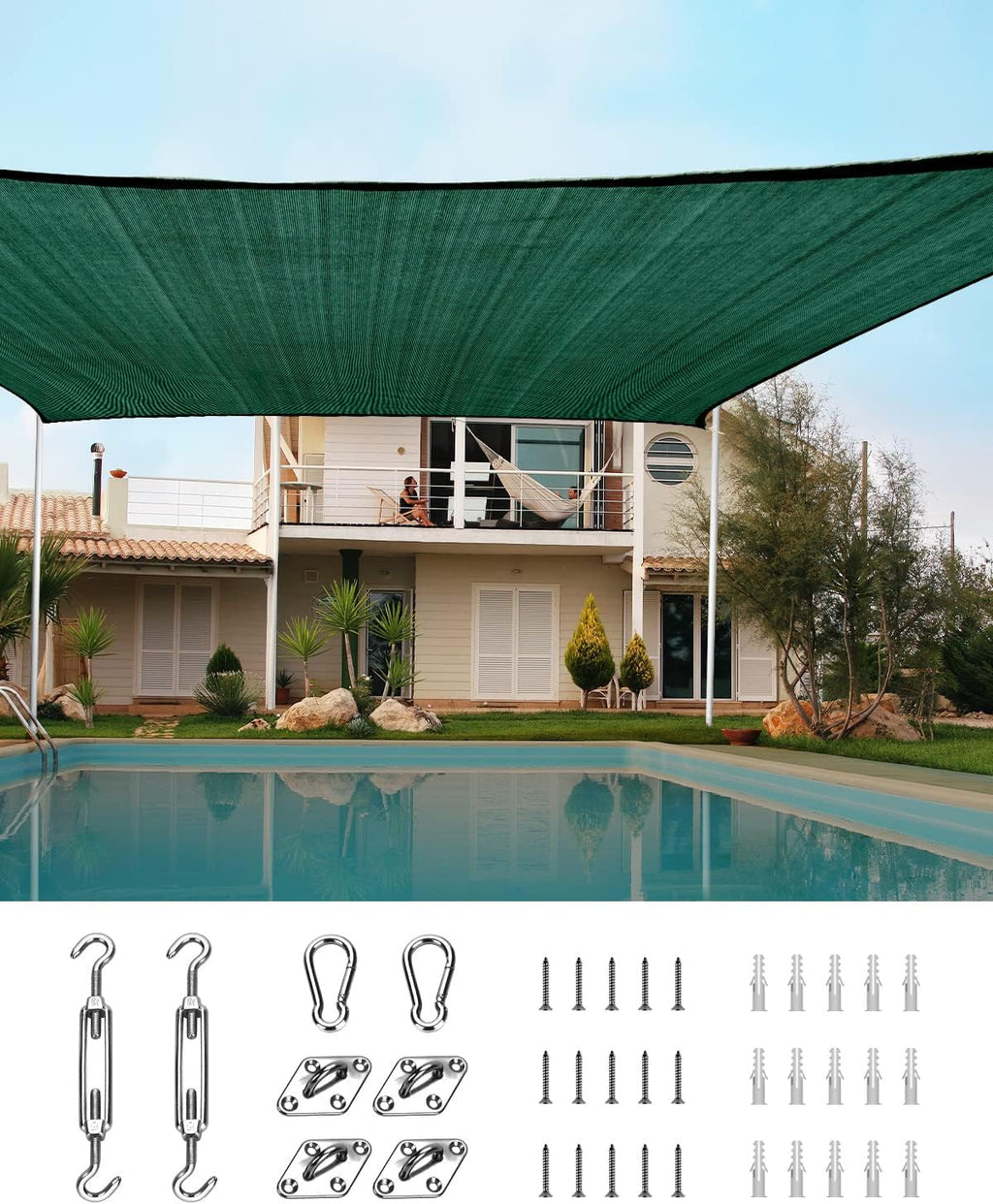 20X16FT 185G HDPE Rectangle Sun Shade Sail Canopy (Brown) Q858267