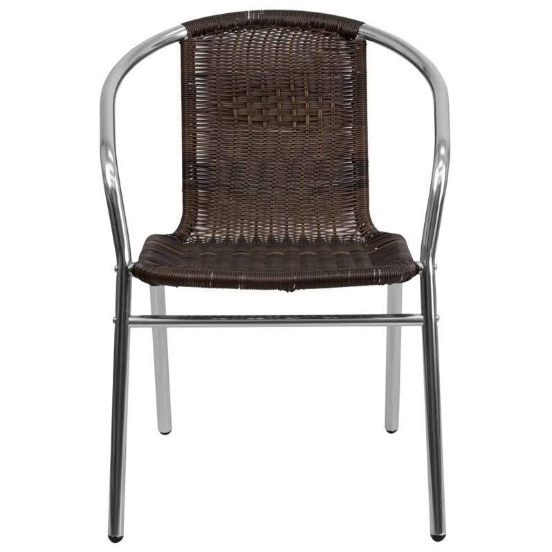 Aluminum Rattan Dining Chair in Dark Brown N269995